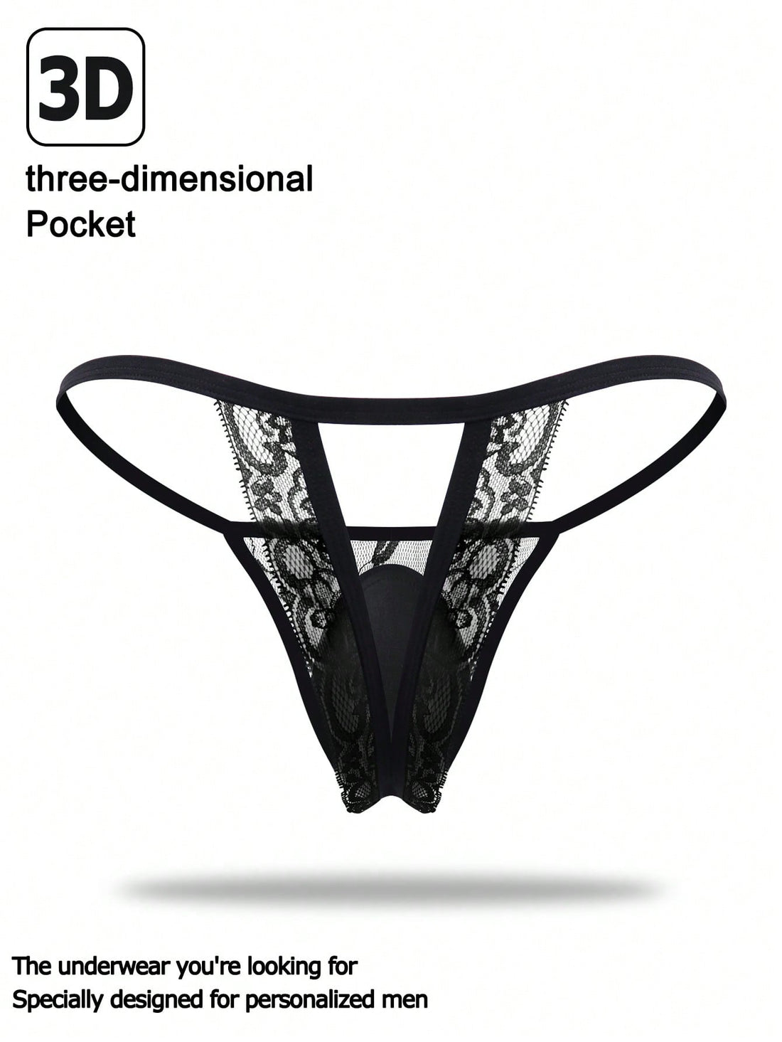 Men’s High Cut Shorts With Black Lace Trim Backless Design