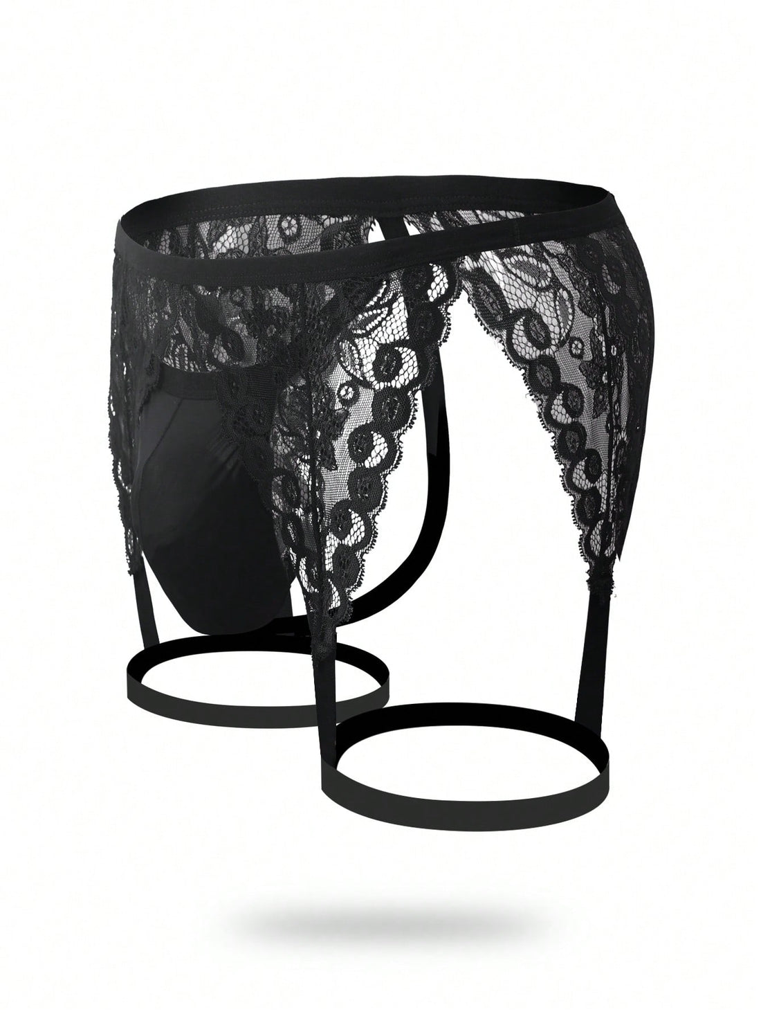 Men’s Black Lace Shorts With Cutout Design Minimal Style